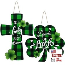 2 Pcs St. Patrick's Day Door Decorations Saint Patrick Day Wooden Sign for