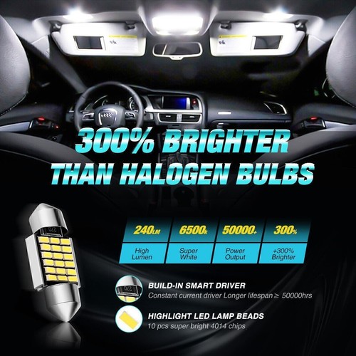 6x LED Festoon Bulbs 31MM 3014 Dome Map Interior Light Bulb DE3175 DE3022 CANBUS - Picture 5 of 12