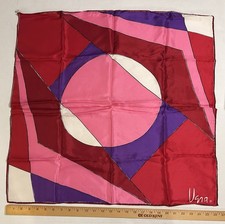 Vintage Vera Neumann Silk Scarf in Pink Red Purple Snazzy Color-Block 26  Square