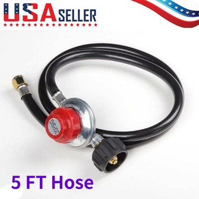 Propane 0-20 PSI Adjustable High pressure LP Gas Regulator w/ LPG BBQ 5ft Hose