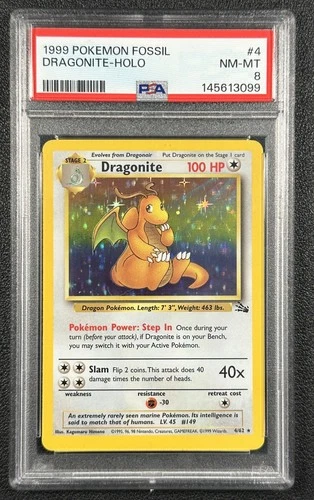 DRAGONITE PSA 8 1999 POKEMON FOSSIL #4/62 RARE HOLO 099