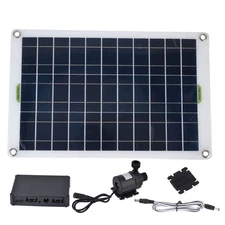 Solar Kit, 50W Panel 800L/h 12V Low Noise DC Silicone Plastic Solar Pond Pump...