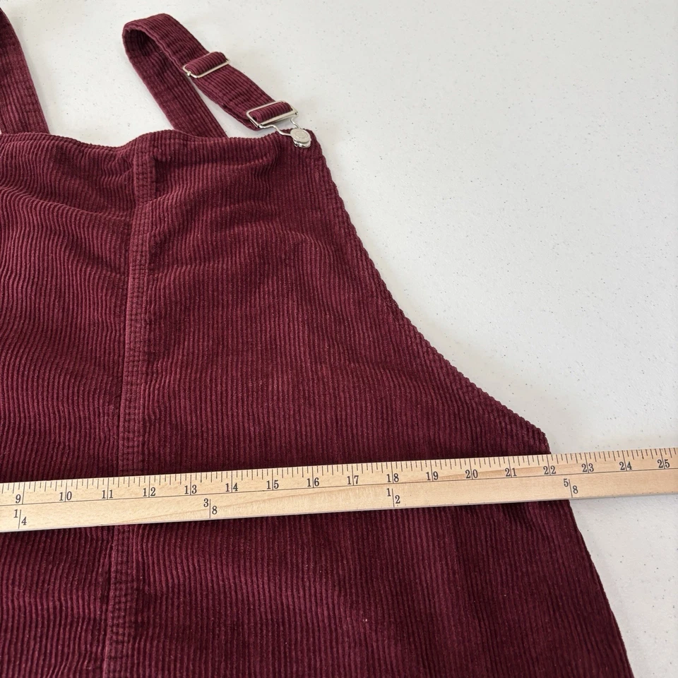 Denim Co Jumper Dress Womens 16 Burgundy Corduroy Pockets Overall Skirt Kidcore - Image 4 of 4