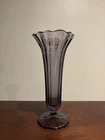 Fenton USA Violet Purple Amethyst Glass Abstract Base 9” Vase Art Decor👀 Marked