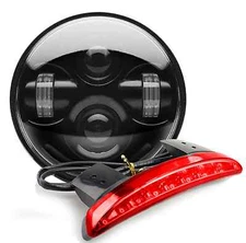 Eagle Lights 5 3/4" Motorcycle Black LED Headlight and Tail Light Kit