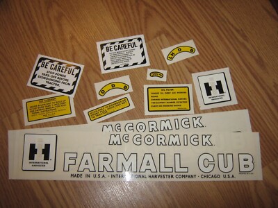 Farmall Cub  1949-1954 Decal Set with ''IH McCormick Farmall Cub''