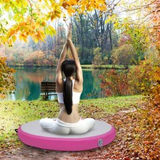100x10cm Rundes Sprungbrett Heim Tumbling Aufblasbare Gymnastik-Yoga-Matte Rosa