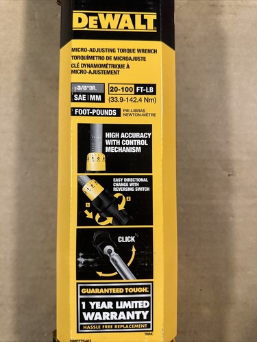 DeWALT DWMT75463 3/8" Drive Micro Adjust Torque Wrench Brand New Tool - Bild 3 von 6