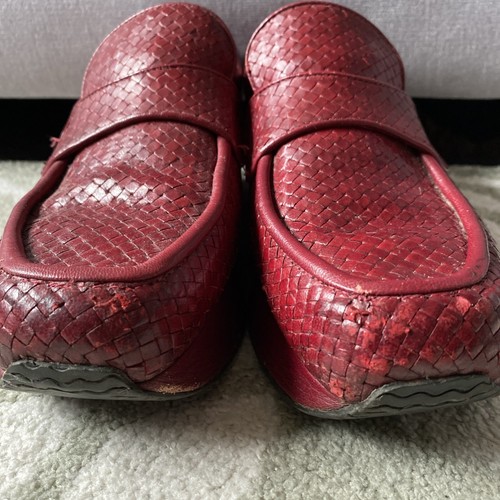 Stephane Kelian | Woven Vintage Flat Platform Shoes Loafers Red Leather UK 7.5 - Picture 13 of 16