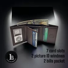 Leatherboss Mens RFID Blocking Hunter Leather Credit Card ID Trifold Wallet