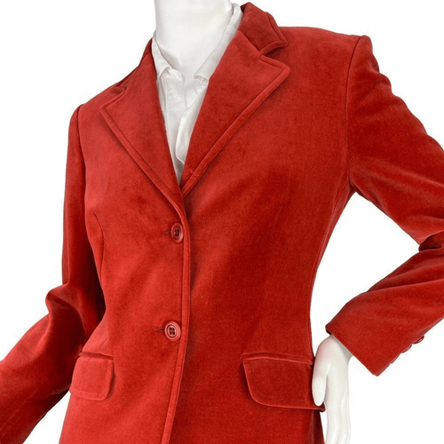 Max Mara Weekend Rust Orange Fitted Velvet Two Button Blazer, Made in Italy Sz 4 - Picture 2 of 12