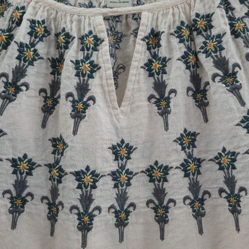 Bob Timberlake Top Womens Small Cream Tunic Embroidered 3/4 Sleeves Boat Neck S - Picture 11 of 12