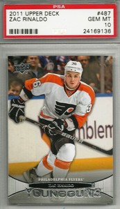 2011-12-Upper-Deck-Zac-Rinaldo-487-Young-Guns-Rookie-Card-RC-YG-11-12-PSA-10