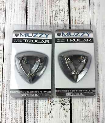 2 packs Muzzy 3 BLADE Trocar 100 Grain Archery Hunting Fixed Broadhead