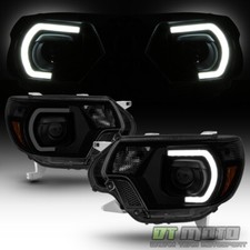 For Black Smoke Mono-eye 2012-2015 Toyota Tacoma Led Drl Projector Headlights
