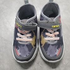 Carters Size 7 Toddler Dinosaur Sneakers Hook Loop Stretch Closure Light-Up
