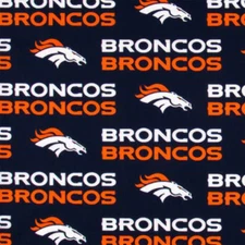 Denver Broncos Solid Blue NFL AFC West Cotton Fabric