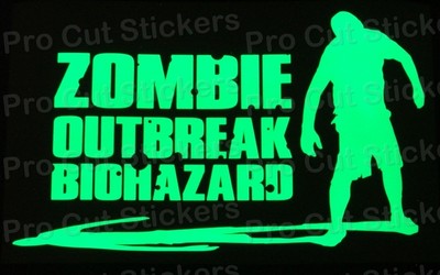 Large Zombie Dead Outbreak Glow in the Dark Luminescent Stickers Decals ...