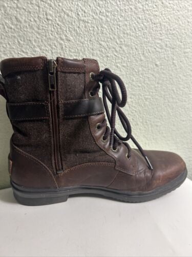 UGG Leather Boots Chestnut Brown Kesey Combat Booties 1005264 Leather Sz 8.5 - Picture 13 of 23