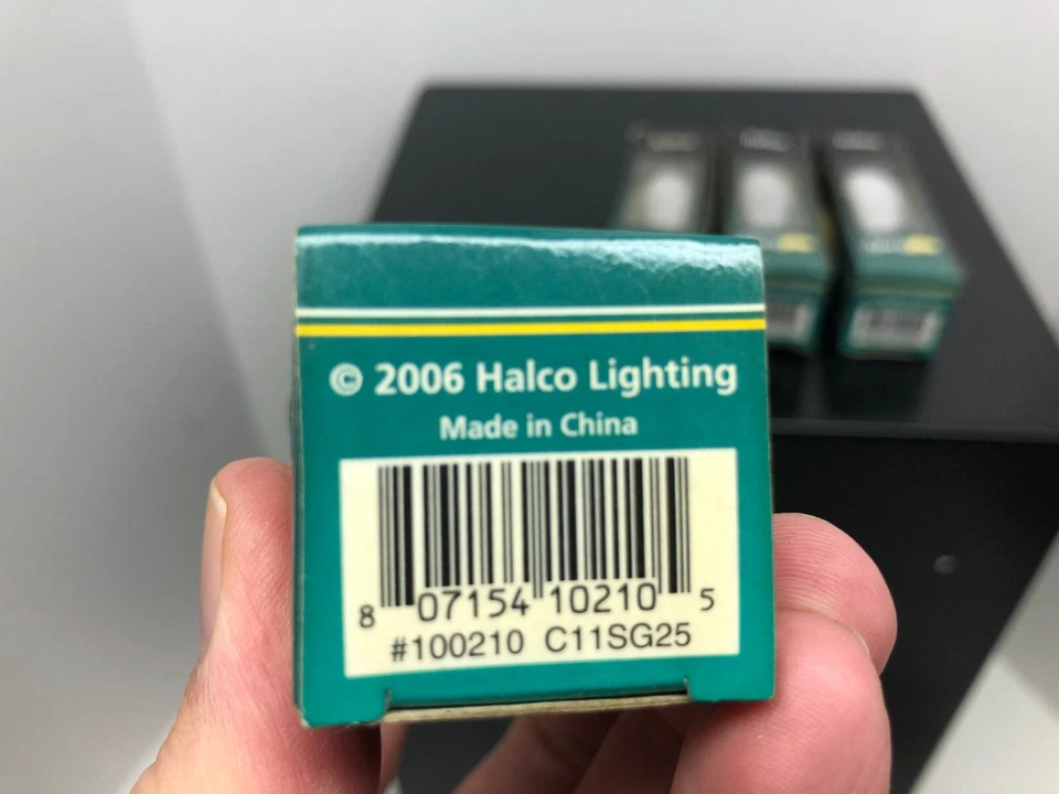 New Old Stock Set of 4 Halco Spun Glow 25 Watt Bulbs Candelabra Small Base C11 - Image 3 of 4