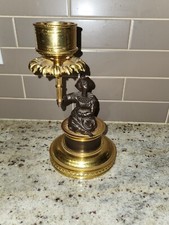 Louis XVI Style Harlequin Figural Bronze and Gilt-Bronze Candlestick