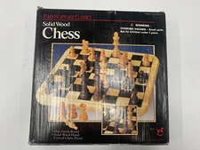Vintage 1993 FAO Schwarz Solid Wood Chess By Cardinal Oaks Finish Board