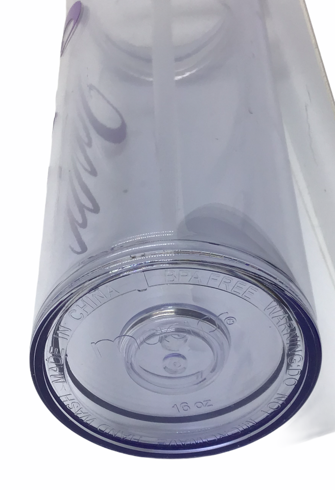 Personalized Purple Straw Tumbler with Clear SARA Design for Travel or Teacher Gift