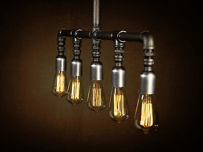 Rustic Industrial Black Iron Pipe Lighting Chandelier Free Uk Postage Rustic Industrial Black Iron Pipe, Industrial Pipe Light Fixture