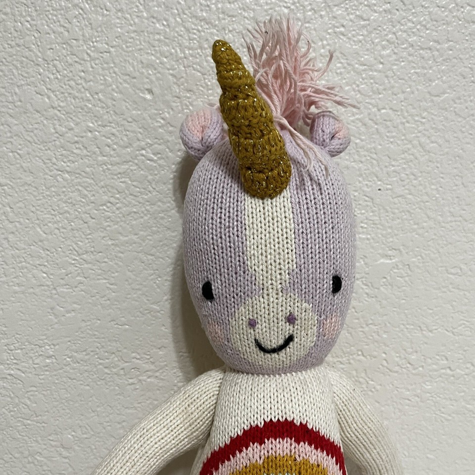 Cuddle + Kind Zoe the Unicorn Plush Knit Handmade Doll Stuffed Animal