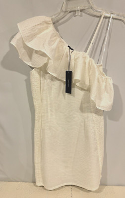 VERO MODA Women's Nala One Shoulder Short Dress Snow White {Ivory} Size S BNWT