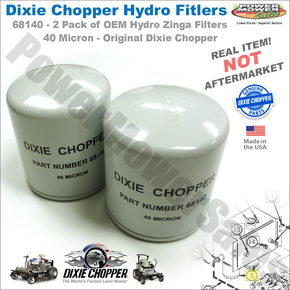 OEM Dixie Chopper 40 Micron Hydro Zinga Filters for Lawn