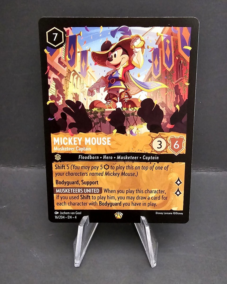 lorcana musketeer cards Disney Lorcana Mickey Mouse Musketeer 186/204 Rare NM Card Regular