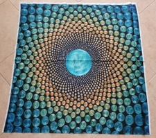P&B Textiles Mindful Mandalas Panel 43x43 Polka Dot Circle Teal Green Brown