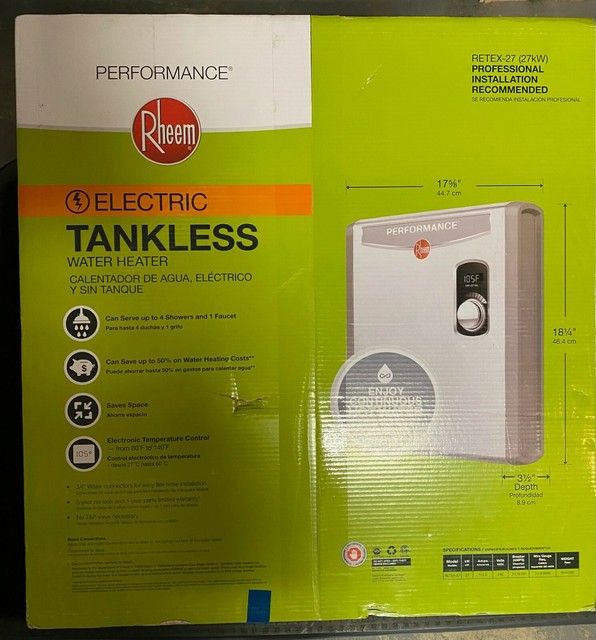 Rheem RETEX27 Electric Tankless Water Heater for sale online eBay