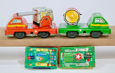 Vintage Mini Tin Friction Tanks Spotlight Howitzer Trucks Japan Lot of 4