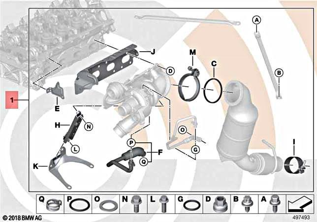 Genuine BMW F30 F31 316i Sedan INSTALLATION KIT FOR TURBOCHARGER 
