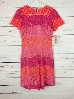 NWT Shoshanna Pink Lace Ombr Mini Dress Size 0 Multi Rio Cocktail Party NWT Shoshanna Pink Lace Ombr Mini Dress Size 0 Multi Rio Cocktail Party