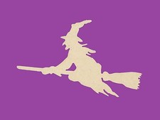 Sujet ou support a decorer en bois medium mdf sorciere balai