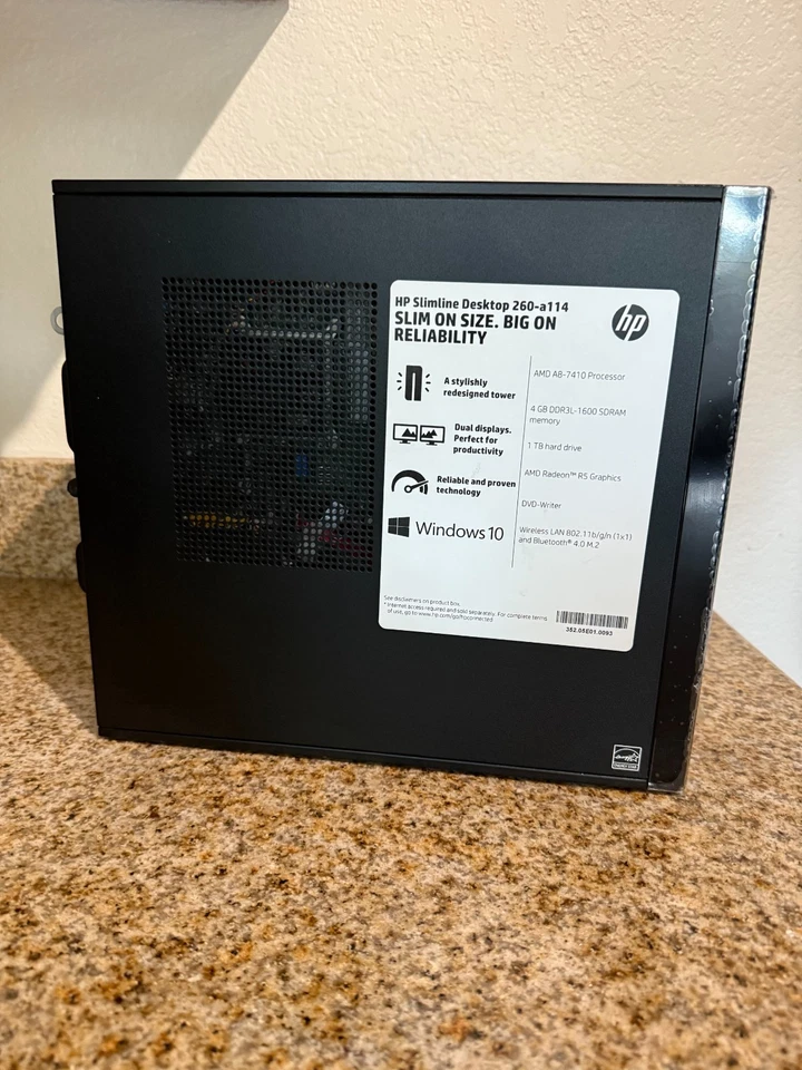 HP Slimline Desktop 260-a114 1TB HDD Radeon R5 - window 10 - Image 2 of 4