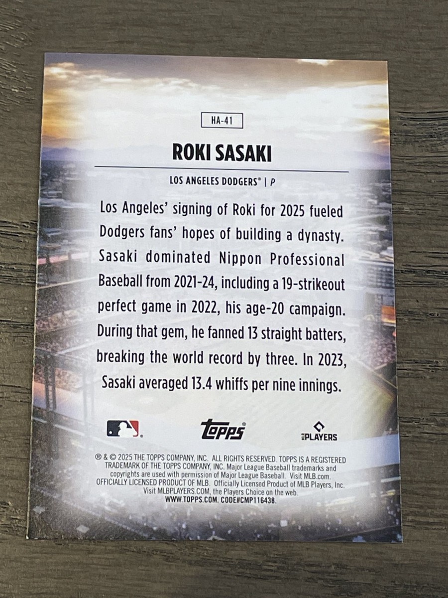 2025 Topps Update Home Field Advantage Roki Sasaki RC #HA-41