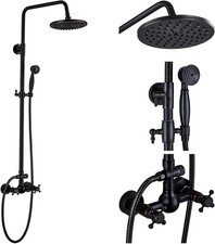 Oil Rubbed Bronze Rain Shower System Set 2 Knobs Mixing 8 Inch Round Rainfall