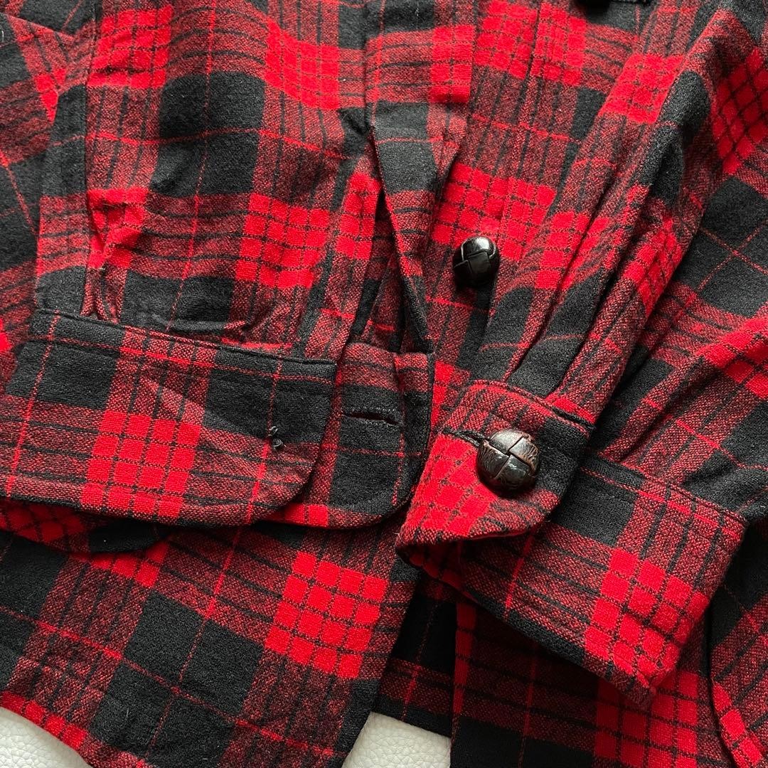 50s Pendleton Wool Check Tailored Jacket Red/Blac… - image 7