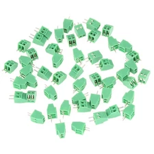 50pcs/set 2 Pin 2.54mm Pitch Green PCB Universal Screw Terminal Block Connector