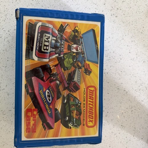 Vintage Matchbox Blue Carry Case 1976 Holds 24 Matchbox Cars With Trays, As Is