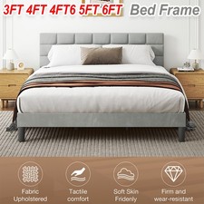 Morden Bed Frame Velvet Upholstered Headboard Single Double Super King Size