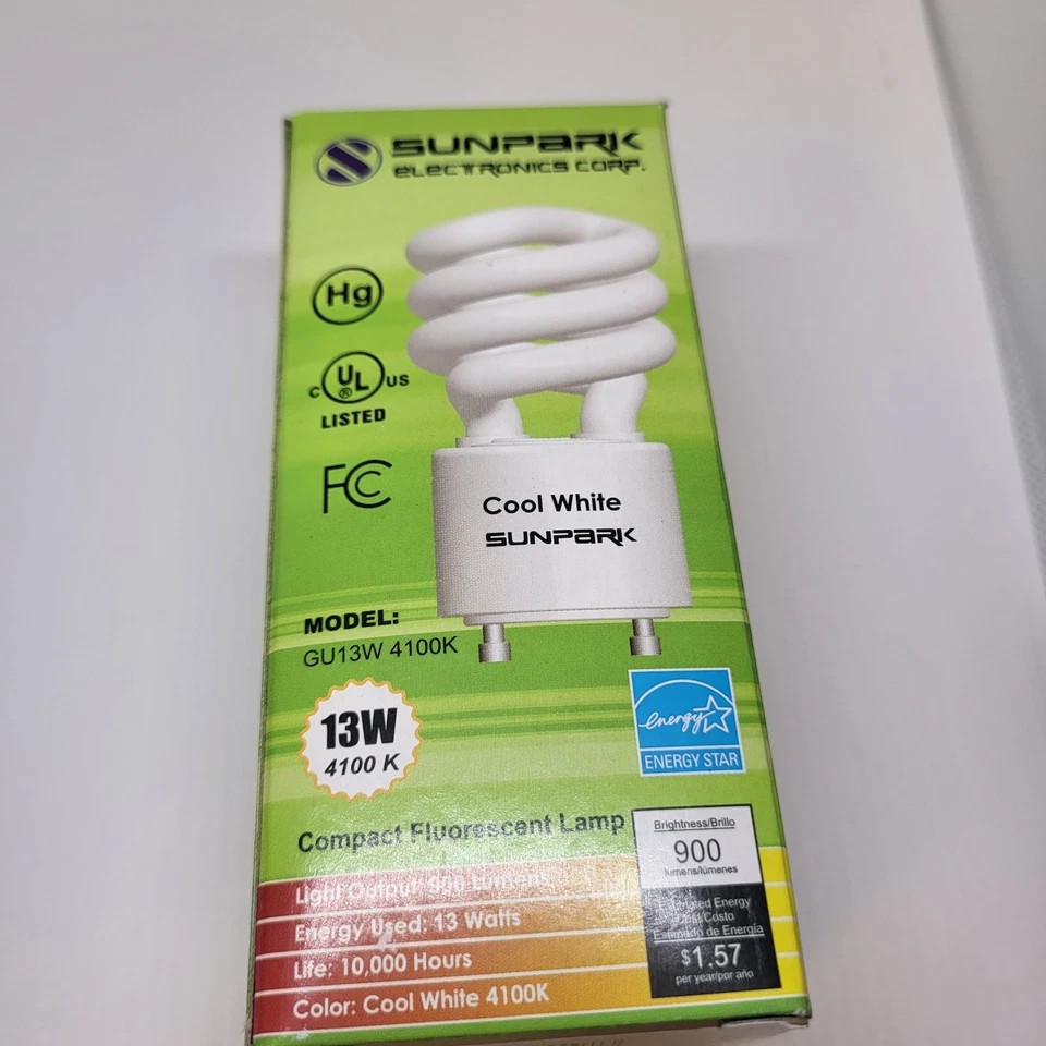 13 watt Twist and Lock Spiral CFL Light Bulb 13W watt = Sunpark Electronics 4pk - Image 3 of 4