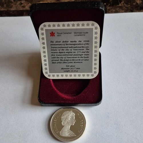 Royal Canadian Mint 1986 Silver $1 Vancouver Transcontinental Railroad Centenni…