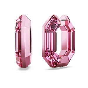 Swarovski Crystal Lucent Hoop Earrings Octagon Shape Small Pink 5680783