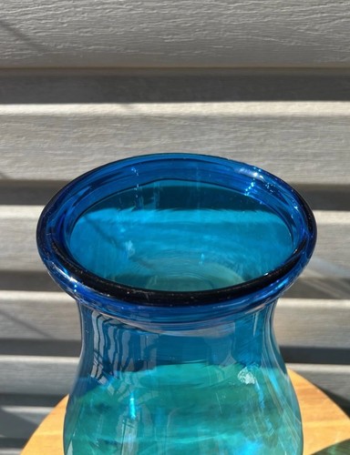 Blenko Royal Leerdam Colonial Williamsburg Blue Art Glass Hurricane Shade 14” - Picture 4 of 12