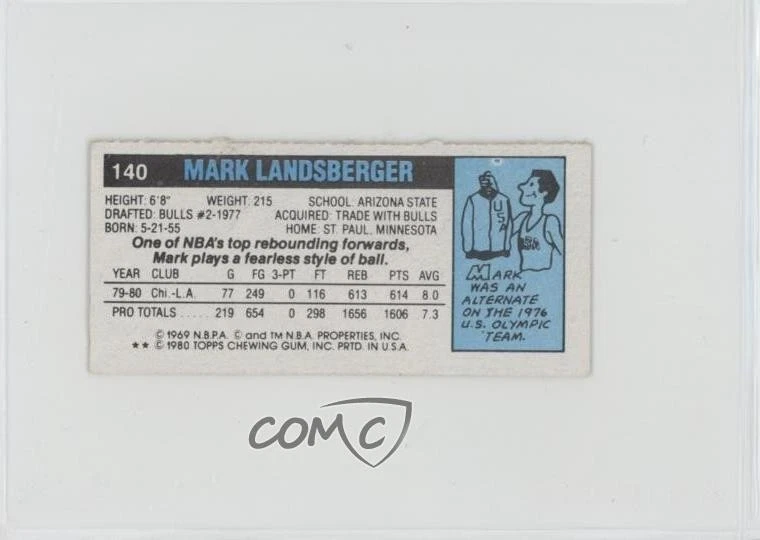 1980-81 Topps Separated Mark Landsberger #140 Rookie RC - Image 2 of 2